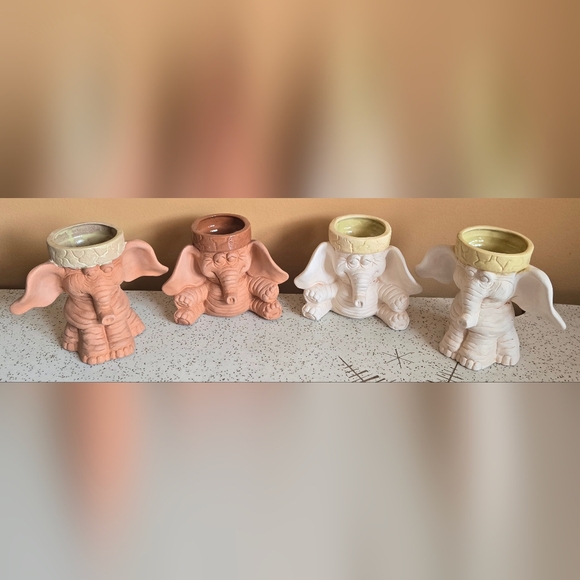 Other - Elephant 4-pc Terra Cotta Holders